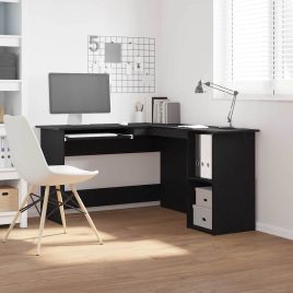Black Oak Desk 120x140x75 cm Made from Engineered Wood