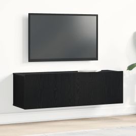 Black Oak Wall-Mounted TV Cabinet 100x30x30 cm Made from Engineered Wood