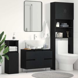 Bathroom Sink Cabinet Black Oak 80x33x60 cm Engineered Wood
