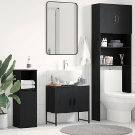 Bathroom Sink Cabinet Black Oak 60x33x60 cm Engineered Wood