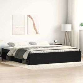 Bedframe Black Oak 200x200cm Engineered Wood