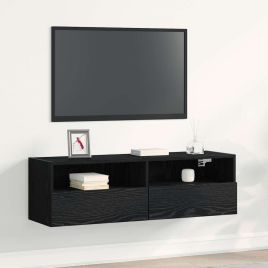 TV Wall Cabinet Black Oak 100x30x30 cm Engineered Wood