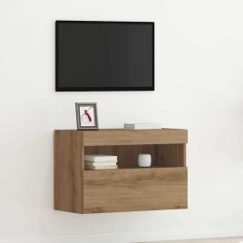 TV Wall Cabinet with LED Lights Artisan Oak 60x30x40 cm