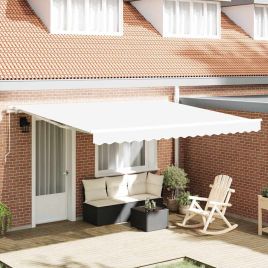 Manual Retractable Awning White 400x300 cm