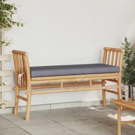 ELASH Garden Bench with Cushion 110x38x65cm Bamboo - Brown