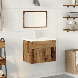 3 Piece Bathroom Furniture Set Old Wood Engineered Wood