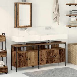 Bathroom Sink Cabinet with Built-in Basin Old Wood Engineered Wood