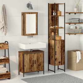 3 Piece Bathroom Furniture Set Old Wood Engineered Wood