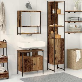 Bathroom Sink Cabinet with Built-in Basin Old Wood Engineered Wood