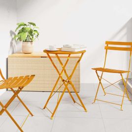 NALOFT Bistro Table Folding Mustard Dia 50x71 cm Powder-coated Steel