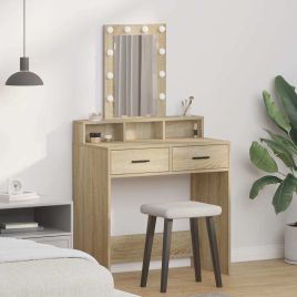Dressing Table with LED Lights - Sonoma Oak - 79x41x140 cm