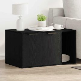 Cat Litter Box Enclosure Black Oak 80x50x45 cm Engineered Wood
