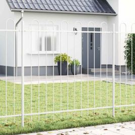 Garden Fence with Hoop Top White 3,4x1,5 m Steel