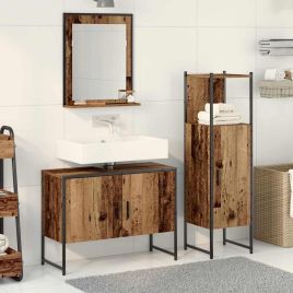 3 Piece Bathroom Furniture Set Old Wood Engineered Wood