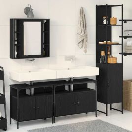 4 Piece Bathroom Furniture Set in Black Oak Wood