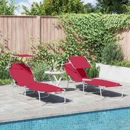TARCOVE Sun Lounger Folding 2 pcs 58x188x77cm Polyester - Red