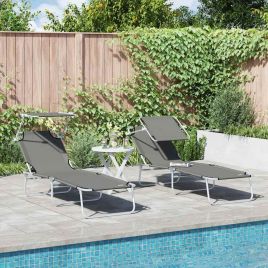 TARCOVE Sun Lounger Folding 2 pcs 58x188x77cm Polyester - Grey