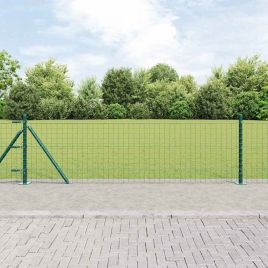 Fence Posts with Base Plates 7 pcs Diameter 32mm 70cm Galvanised Steel