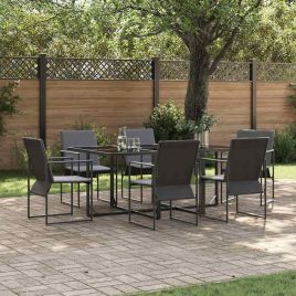 TITHAL Garden Dining Set 7 pcs Steel - Black
