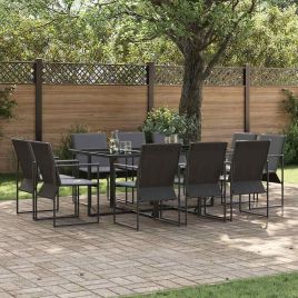 LEIFORD Garden Dining Set 11 pcs Steel - Black