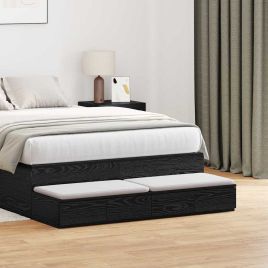 Bed Drawers Black 120x36.5x16.5 cm Engineered Wood