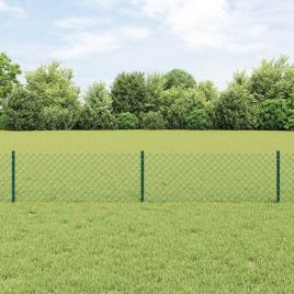 Chain Link Fence with 10 U Posts Green 0.4x10 m Steel
