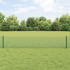 Welded Wire Fence with 5 U Posts Green 0.4x10 m Steel