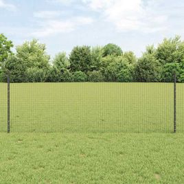 Welded Wire Fence with 22 U Posts Grey 0.8x50 m Steel
