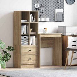 Desk with Storage Sonoma Oak Engineered Wood