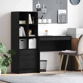Desk with Storage Black Oak Engineered Wood