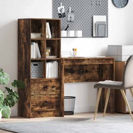 Desk with Storage Smoked Oak Engineered Wood