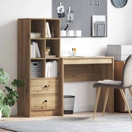 Desk with Storage Artisan Oak Engineered Wood