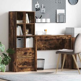 Desk with Storage Smoked Oak Engineered Wood