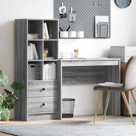 Desk with Storage Grey Sonoma Engineered Wood