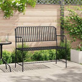 NEMVALE Garden Bench 103.5x51.5x90 cm Steel - Black