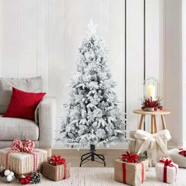 FLOSKA Artificial Hinged Christmas Tree Snow Flocked White 150 cm