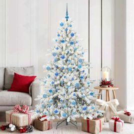 ELSERA Artificial Hinged Christmas Tree with 300 LEDs 180 cm PVC