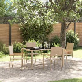 VERCOVE Garden Dining Set 5 pcs Poly Rattan - Beige