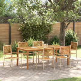 7 Piece Garden Dining Set Beige Poly Rattan Acacia