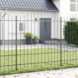 Garden Fence with Hoop Top Grey 13.6x1.75 m Steel