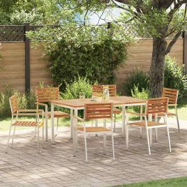 ROASH Garden Dining Set 7 pcs Solid Acacia Wood - Brown