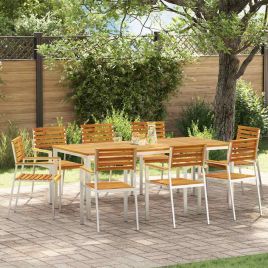 ROASH Garden Dining Set 9 pcs Solid Acacia Wood - Brown