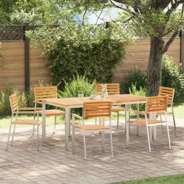 ROASH Garden Dining Set 7 pcs Solid Teak Wood - Brown