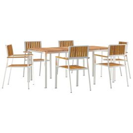 ROASH Outdoor Dining Set 7 pcs Solid Acacia Wood - Brown