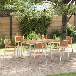 ROASH Outdoor Dining Set 7 pcs Solid Teak Wood - Brown