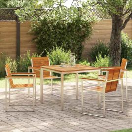 ROASH Garden Dining Set 5 pcs Solid Acacia Wood - Brown