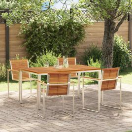 ROASH Garden Dining Set 5 pcs Solid Acacia Wood - Brown