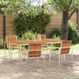 ROASH Garden Dining Set 5 pcs Solid Acacia Wood - Brown