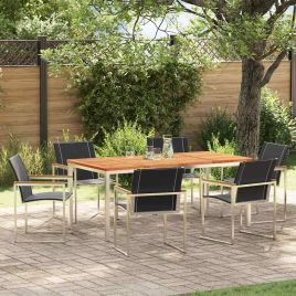 ROASH Garden Dining Set 7 pcs Solid Acacia Wood - Brown