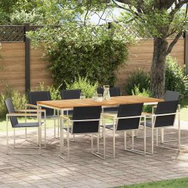 ROASH Garden Dining Set 9 pcs Solid Teak Wood - Brown